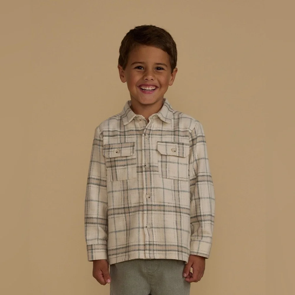 Rylee + Cru rustic plaid boys collared long sleeve button up size 4/5 EUC